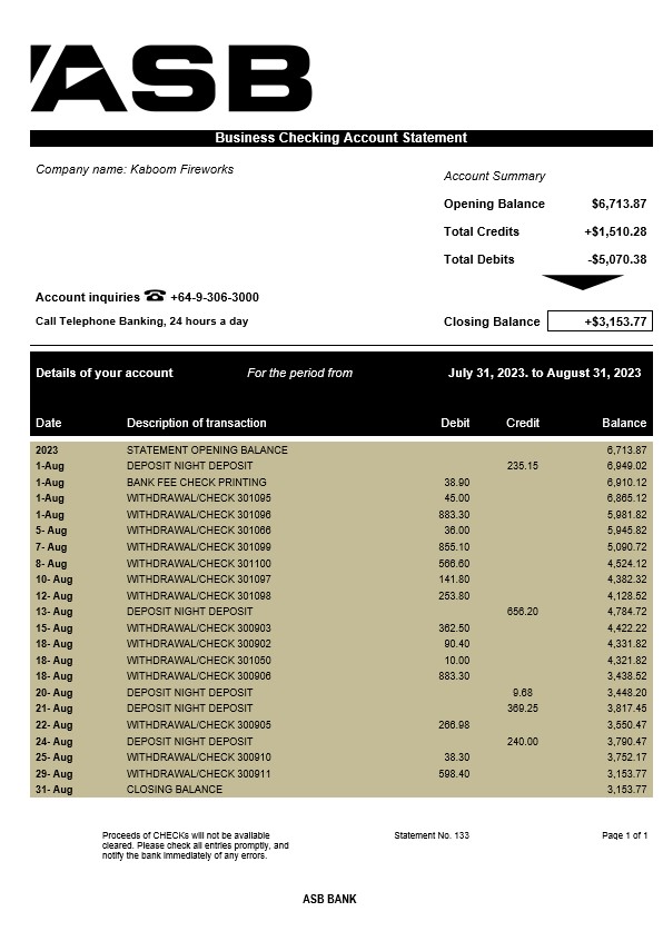 Modèle Word et PDF de déclaration d'entreprise d'ASB Bank